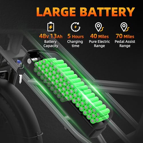 20" 1200W Fat Tire Electric Bike 7 Speed 48V Removable Battery V16988
