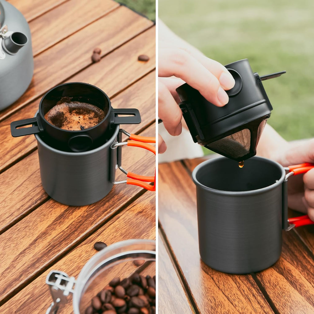 1.2L Camping Coffee Pot with Mug and Coffee Filter U32661