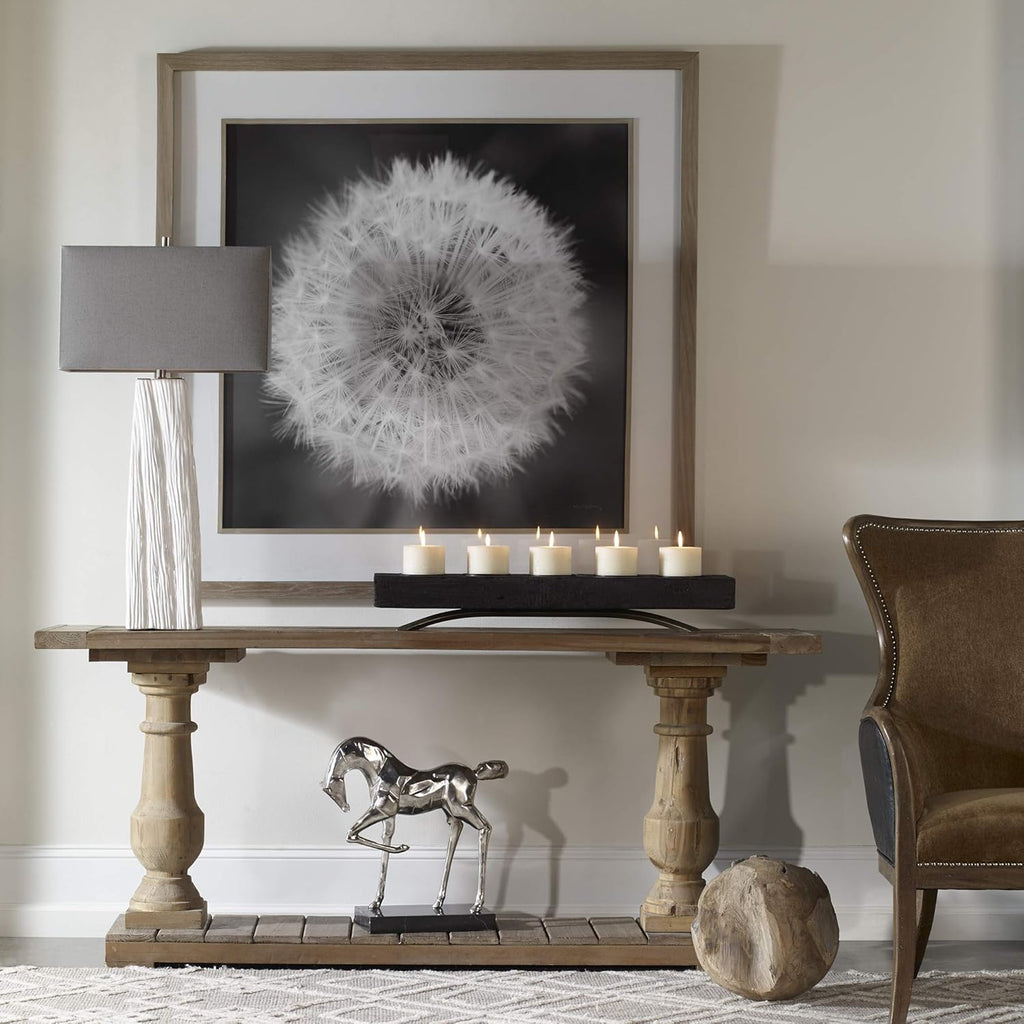 1 Light Table Lamp Gloss White Brushed Nickel Gray Linen Shade E97947