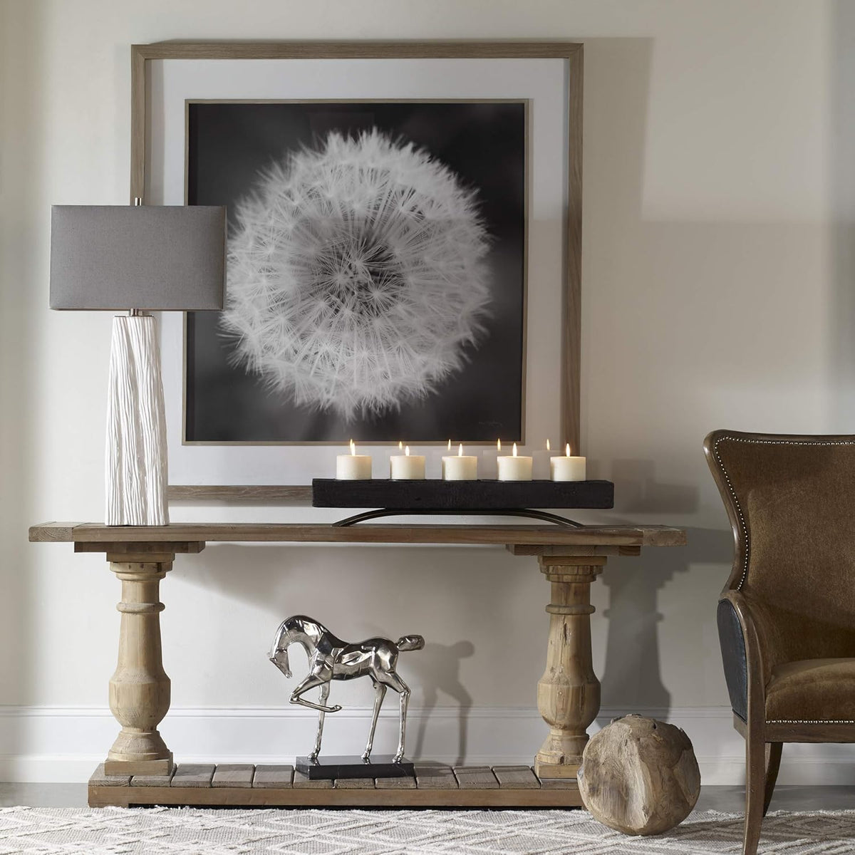 1 Light Table Lamp Gloss White Brushed Nickel Gray Linen Shade E97947