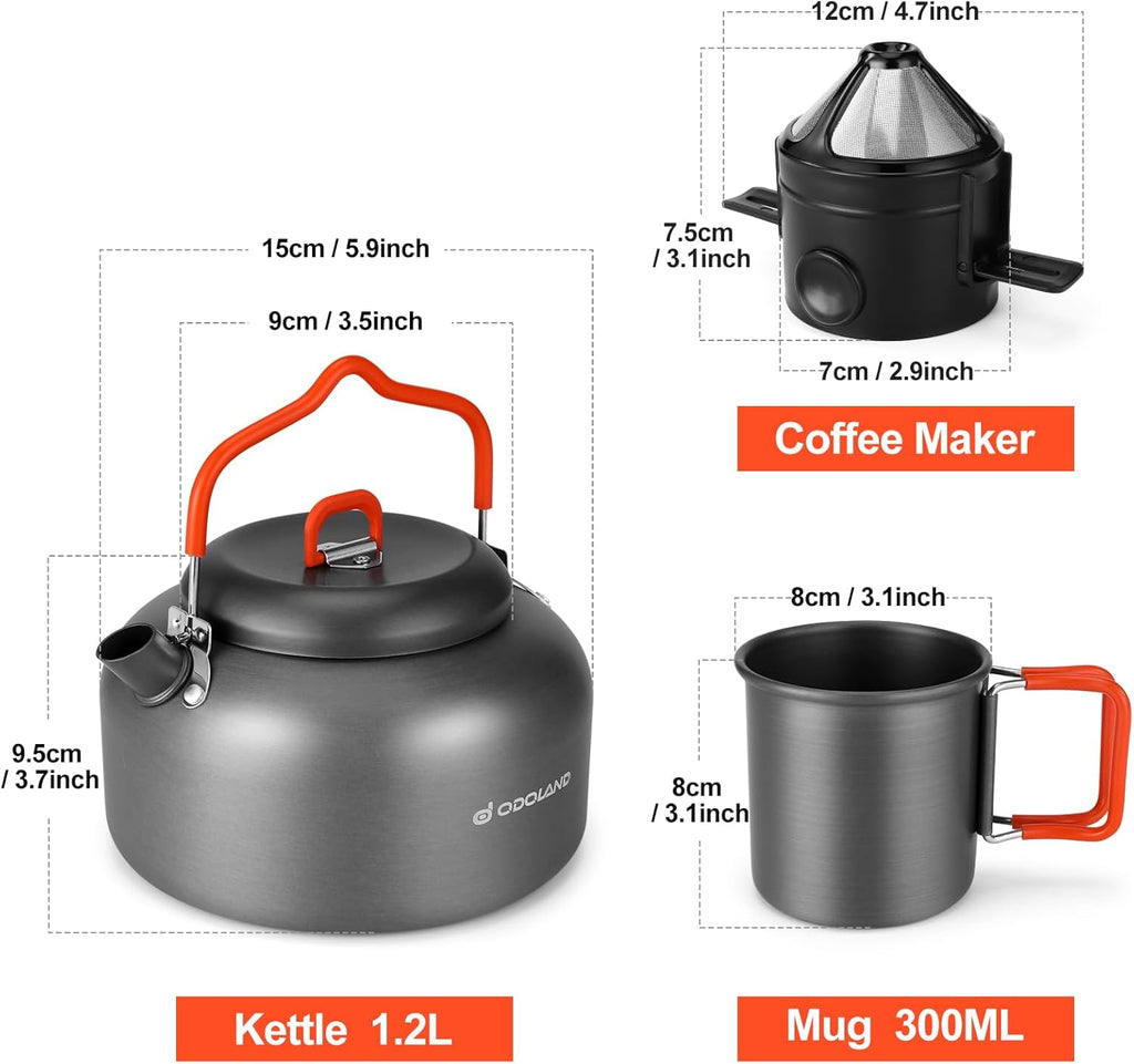1.2L Camping Coffee Pot with Mug and Coffee Filter U32661
