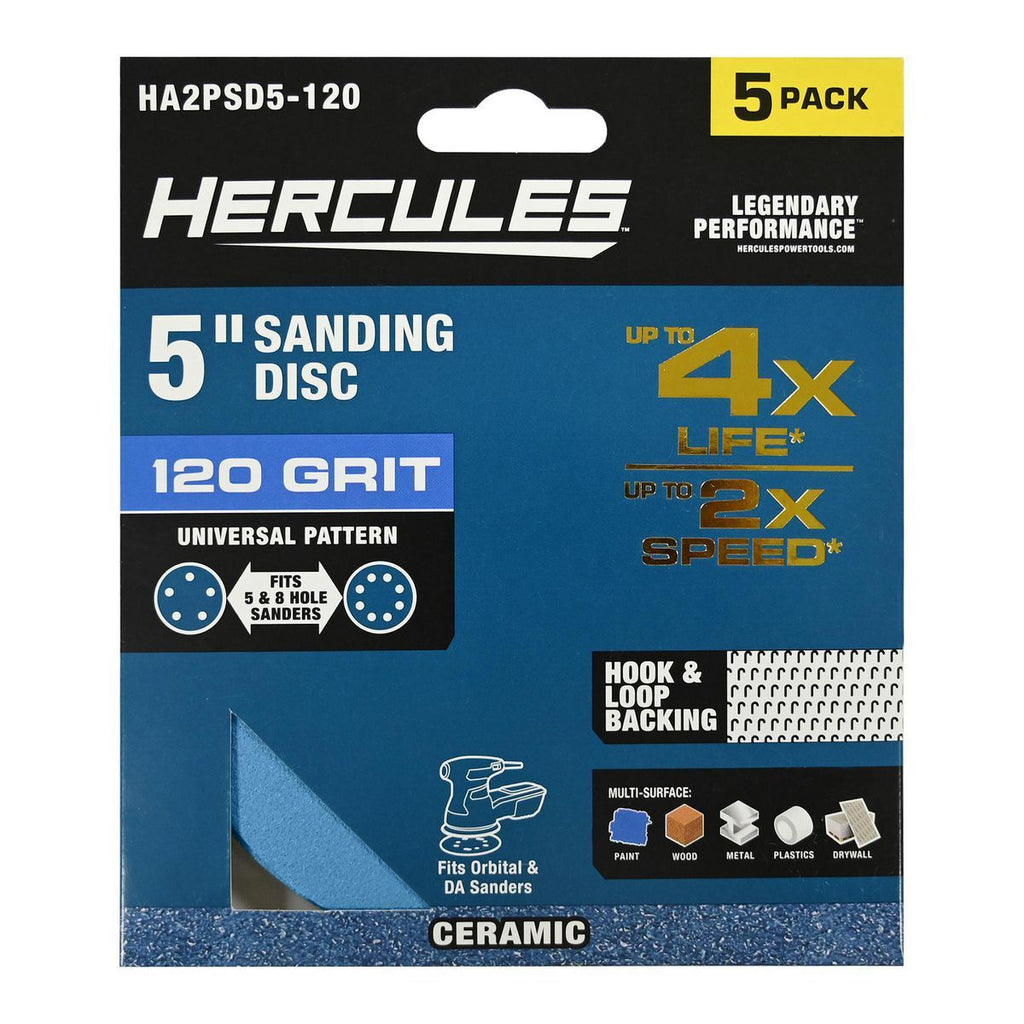 5 in. 120 Grit Ceramic Alumina Sanding Disc 5 Pack E976