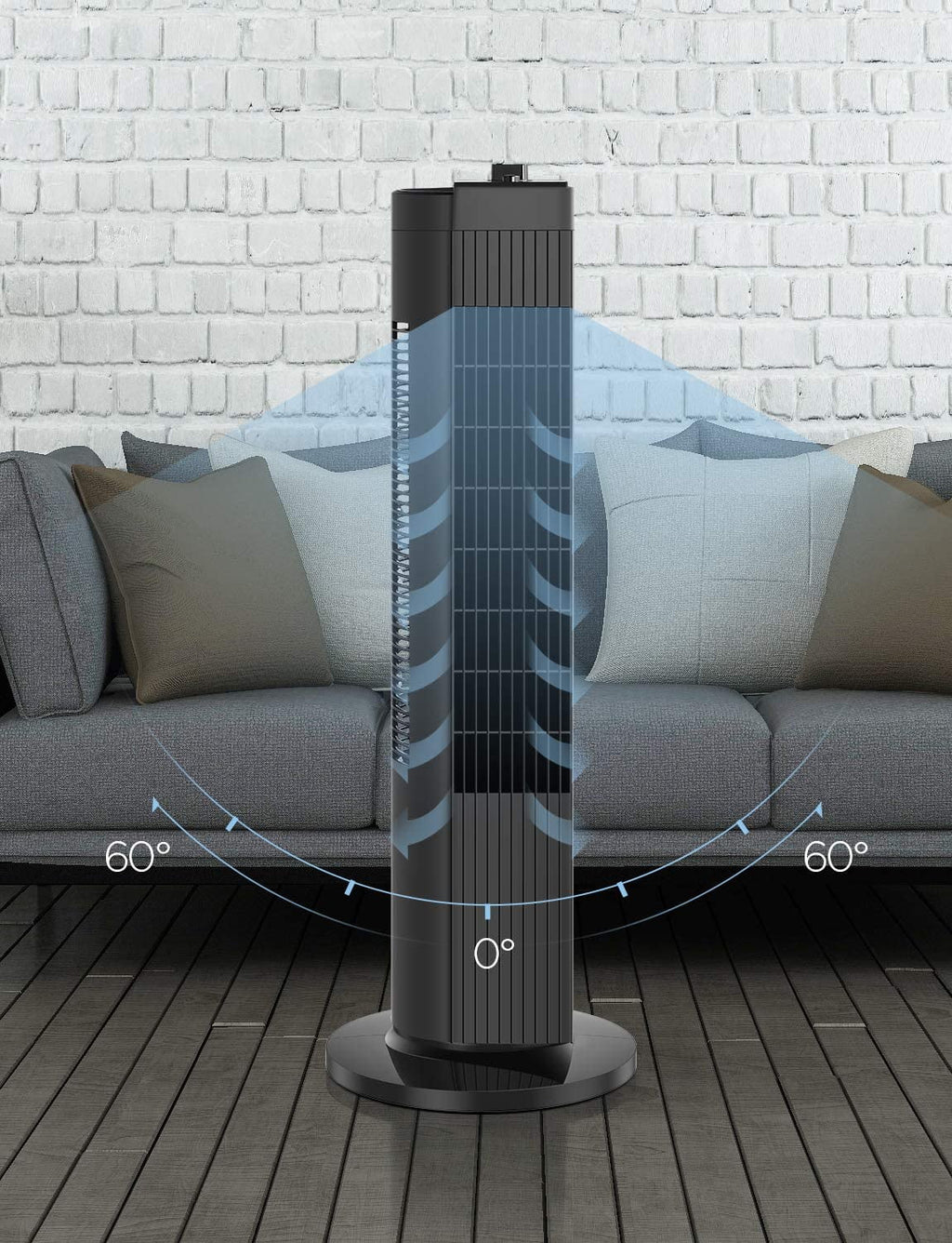 Black 3-Speed Oscillating Tower Fan D694