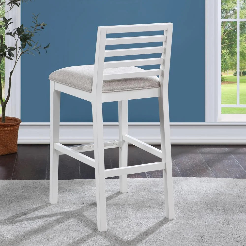 White Solid Wood Gray Fabric Bar Stool H985568
