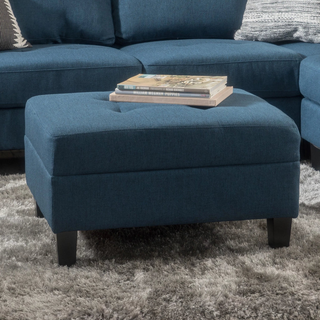 Rectangular Fabric Ottoman, Dark Blue U19576