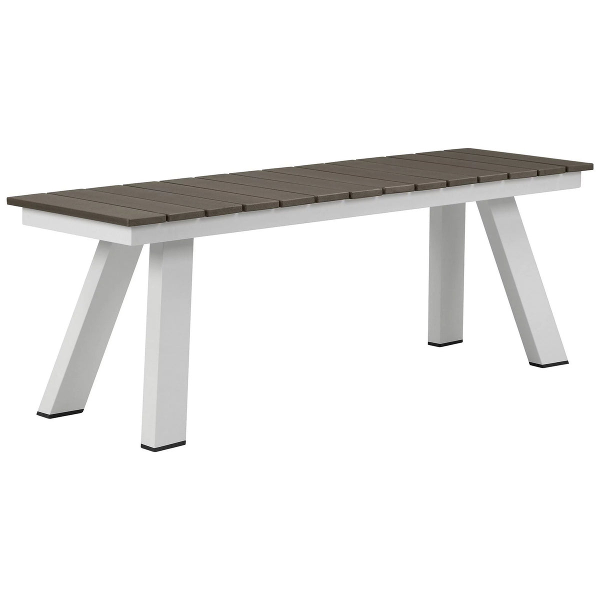 54 Inch Gray Polyresin Top Outdoor Dining Bench K24656