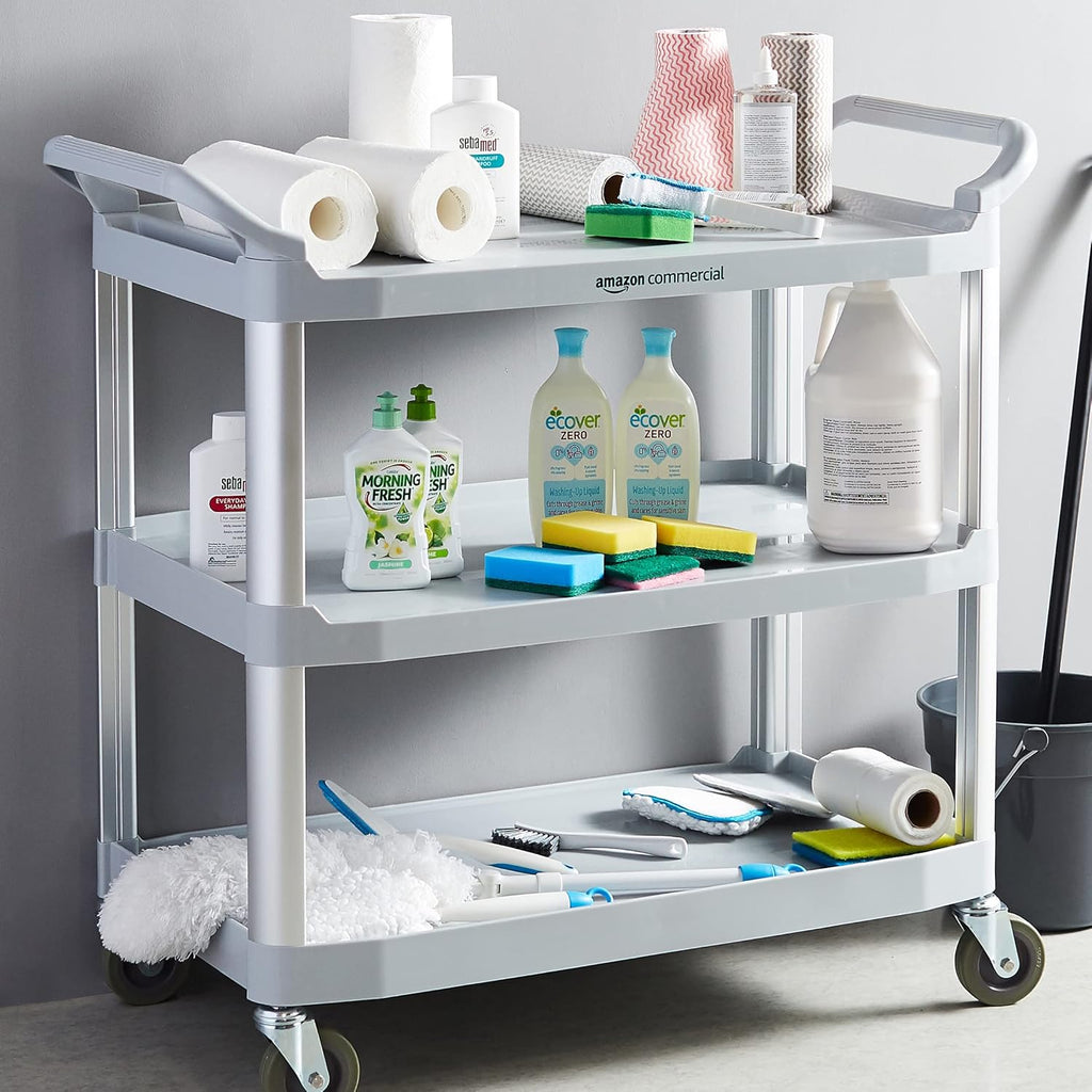 3 Shelves Utility Cart with 400 lbs Loading Capacity, Grey Z417464