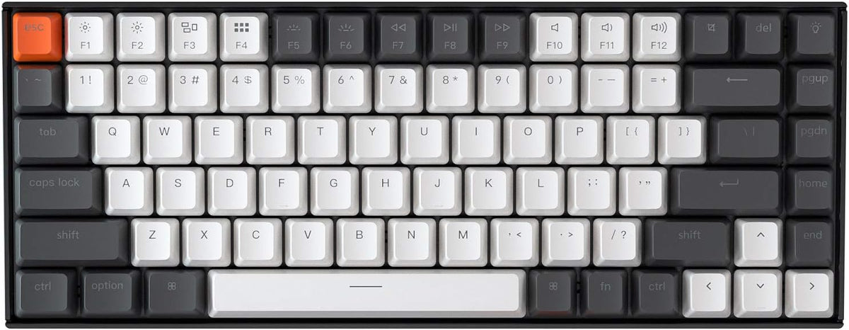 Keychron K2 75% Layout Hot-swappable Bluetooth Wireless/USB Wired Mechanical Keyboard with Gateron G Pro Blue Switch/Double-Shot Keycaps/RGB Backlit 84 Keys Computer Keyboad for Mac Windows Version 2 W568