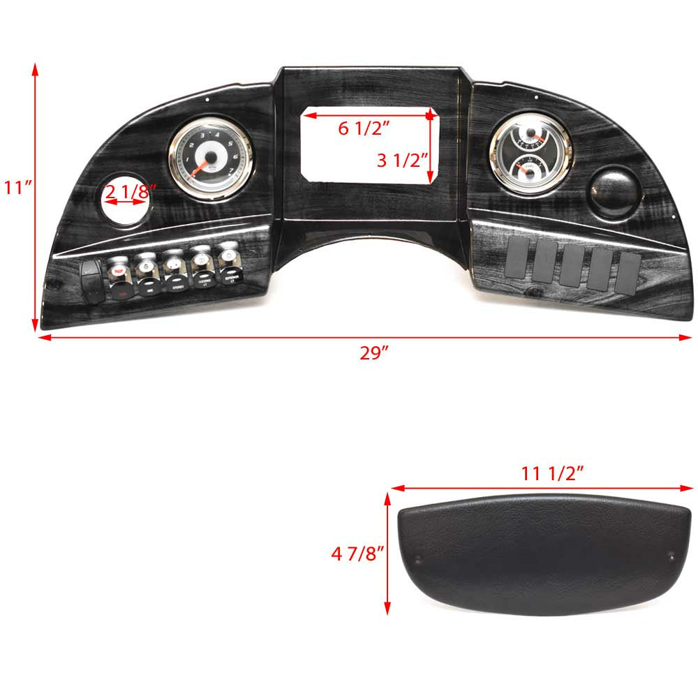 Gray Woodgrain Pontoon Boat Gauge Panel Y25065