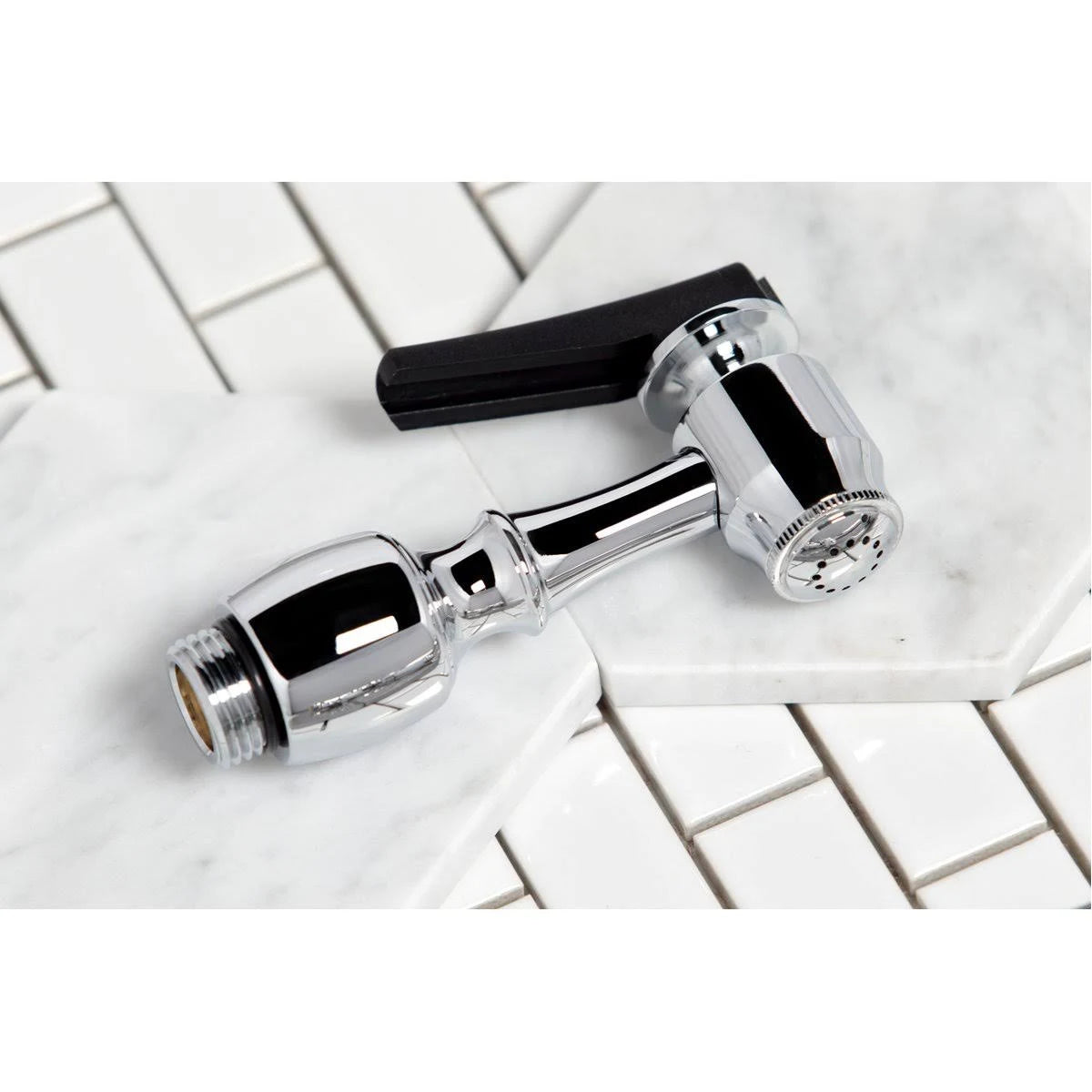 Polished Chrome Double Handle Kitchen Faucet with Side Sprayer A916