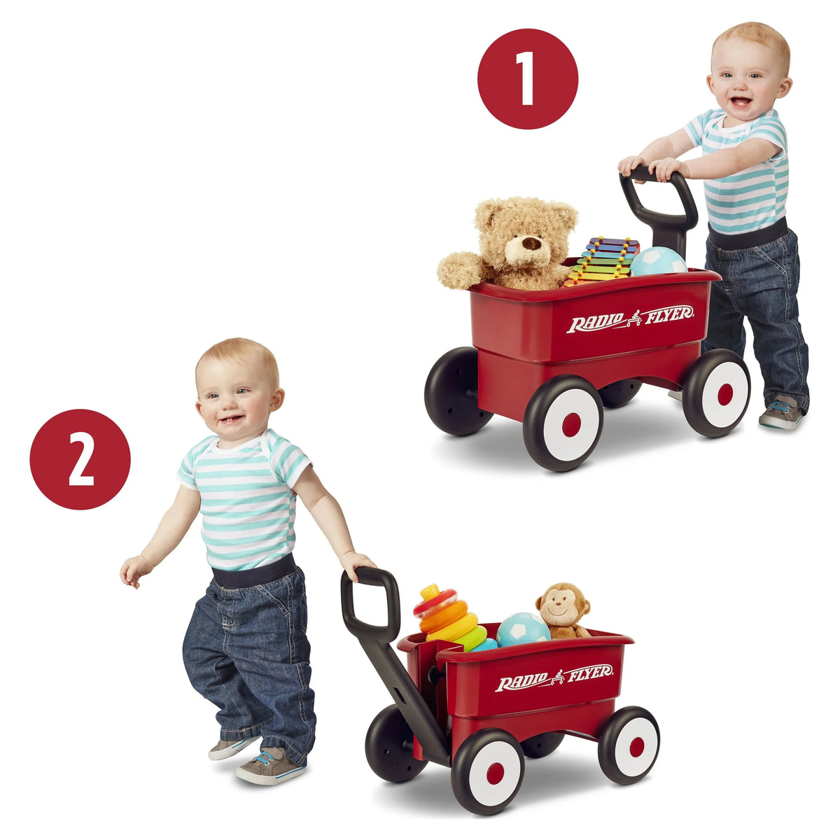 Red 2-in-1 Play Wagon Push Walker G46661