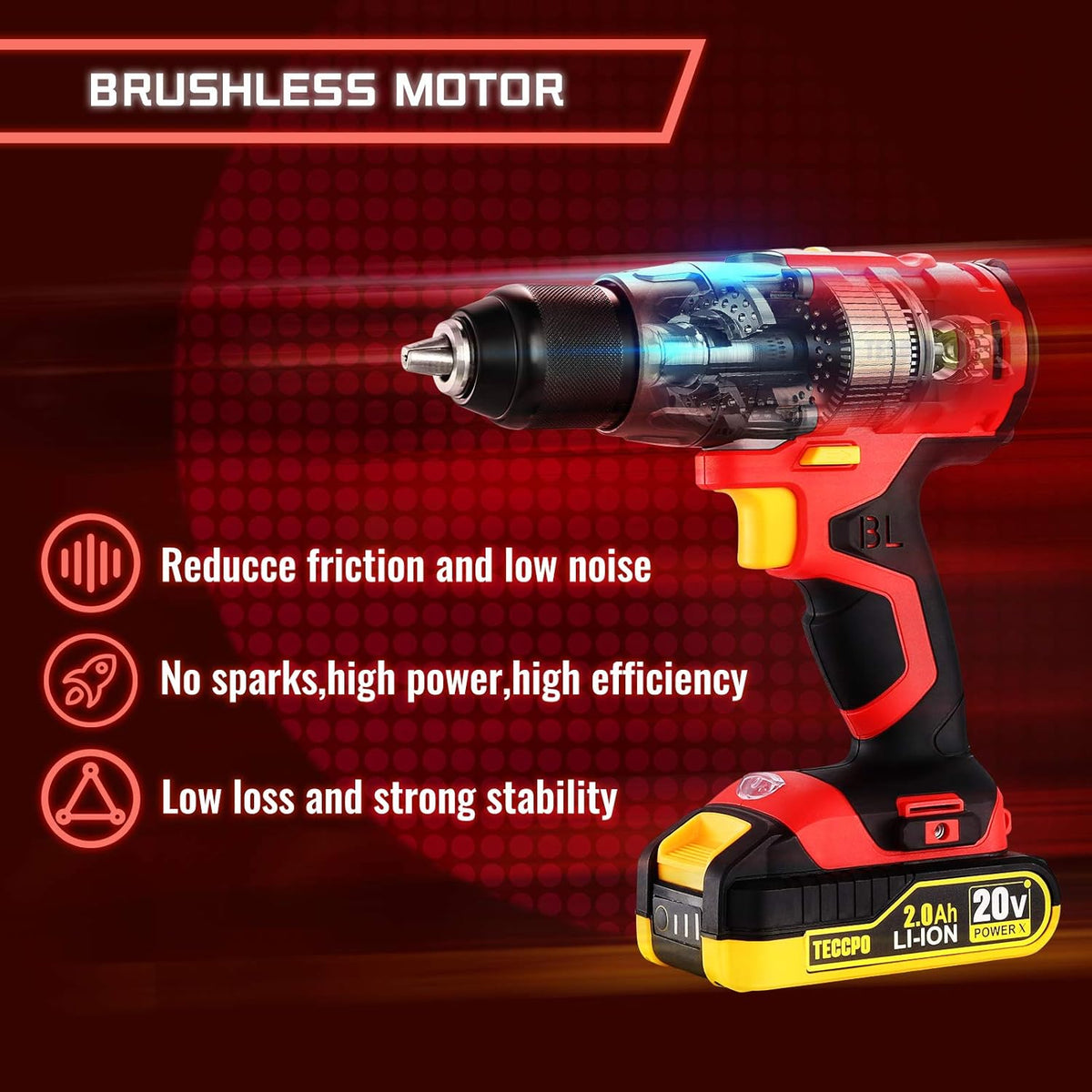 20V Brushless Cordless Drill Set with 2 Batteries and Case Y89078
