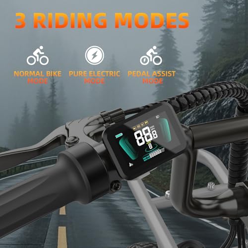 20" 1200W Fat Tire Electric Bike 7 Speed 48V Removable Battery V16988