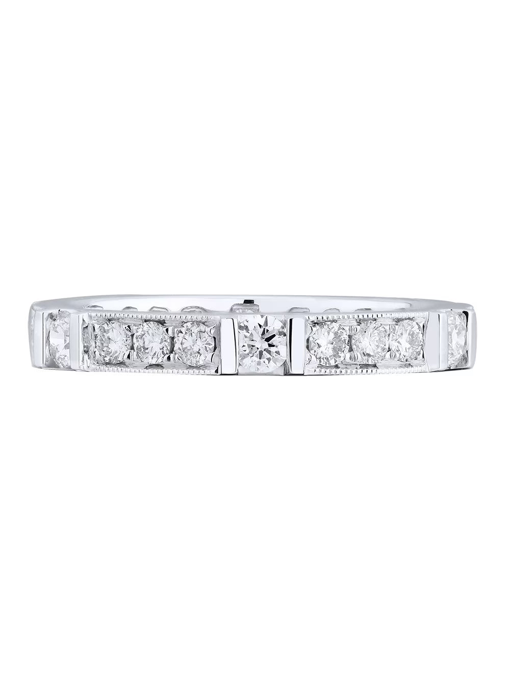18K White Gold Pave Diamond Ladies Wedding Band Ring Size 6.5 0.77cttw W174656