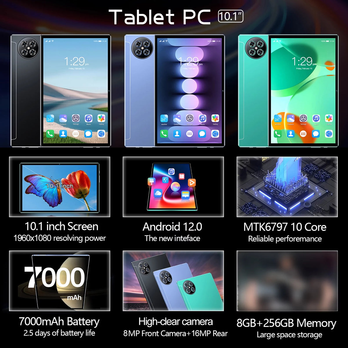 10.1 inch Tablet with 8GB+256GB Y502371