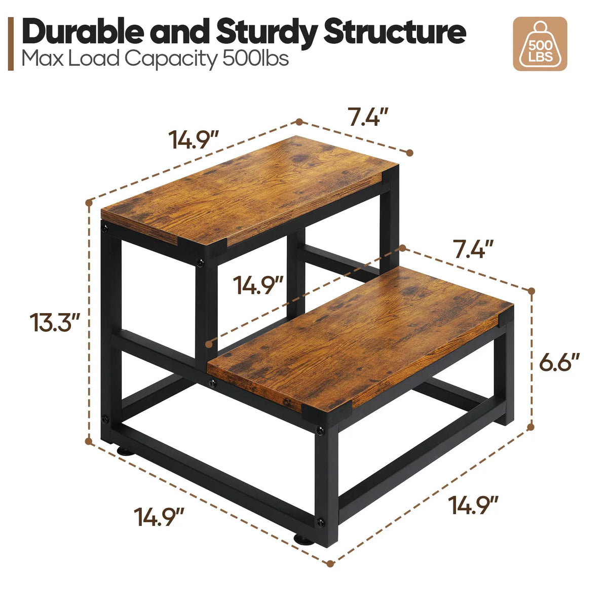Heavy Duty 2 Step Wooden Stool B436075