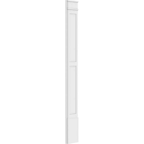 10x22W x 90x22H x 2x22P Two Equal Flat Panel PVC Pilaster with Decorative Capital & Base (Pair) Y244
