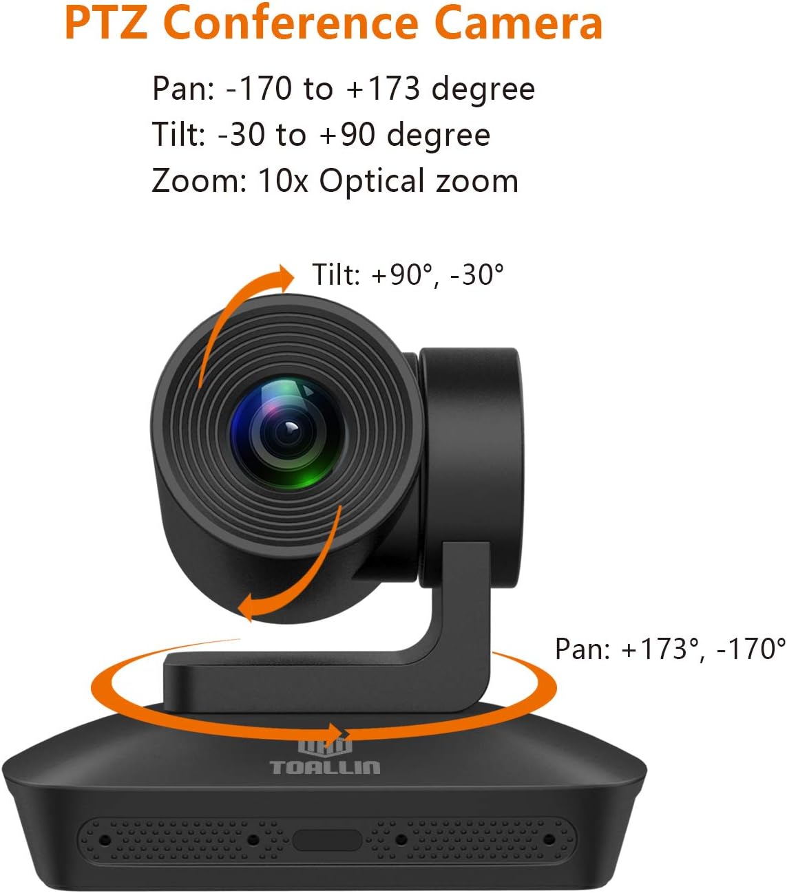 1080P PTZ Conference Room Camera with 4 Microphones Array, 10X Optical Zoom USB Webcam N7991