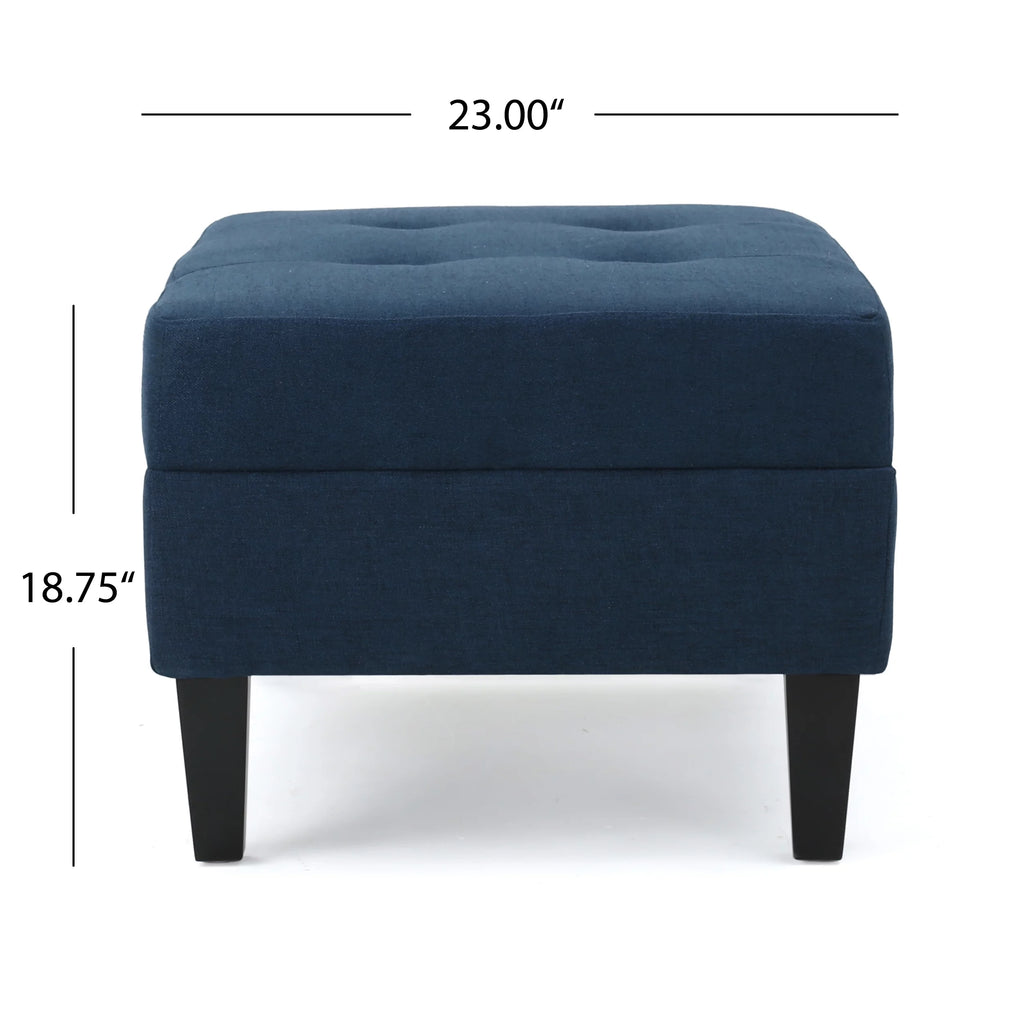 Rectangular Fabric Ottoman, Dark Blue U19576