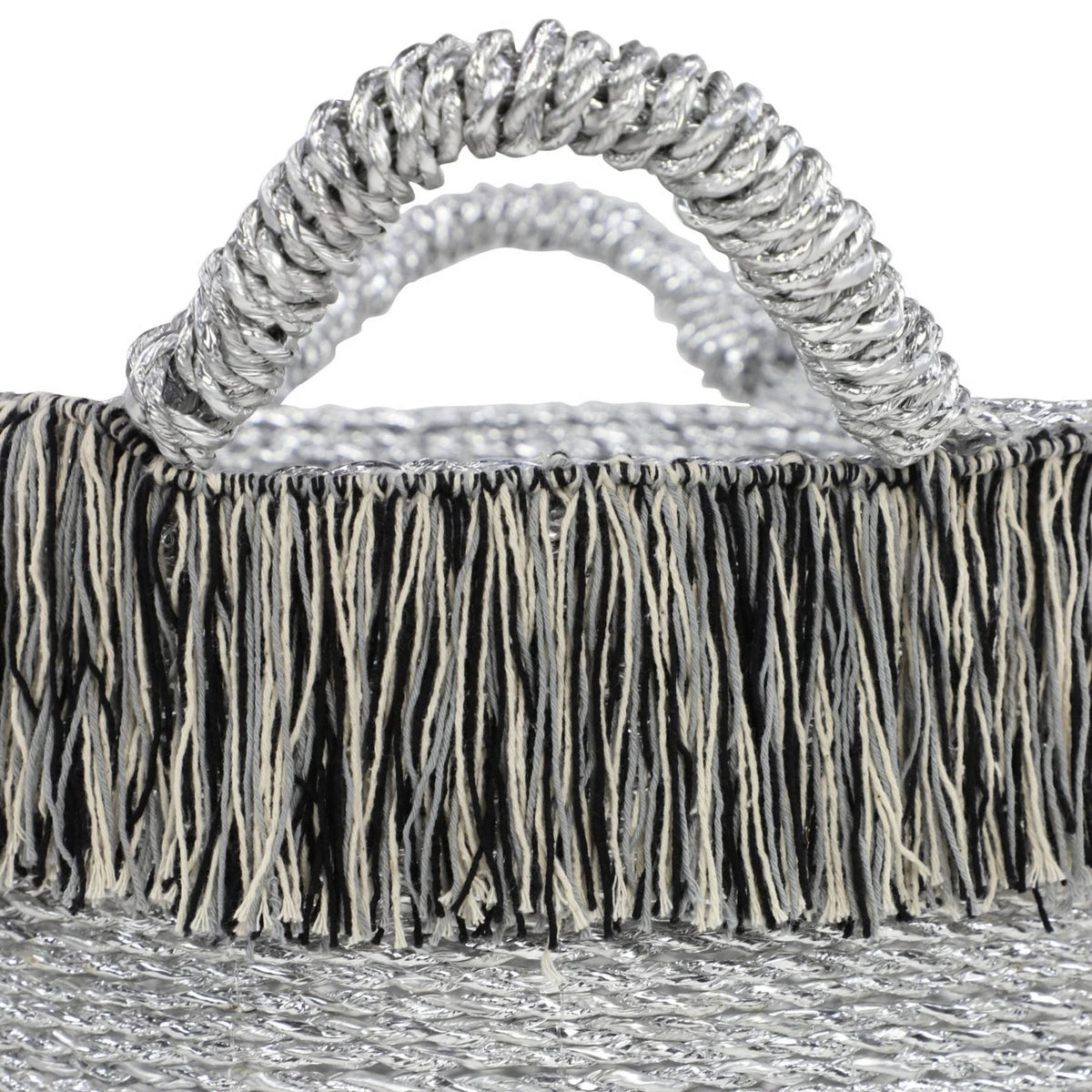 Round Silver Aluminum Foil Storage Baskets Set of 2 O37431