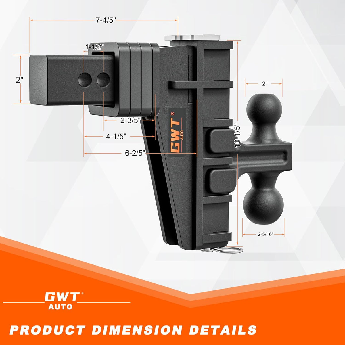 2" & 2-5/16" Dual-Ball Adjustable Trailer Hitch, 6 Inch Drop/Rise, 25,000 LBS GTW, Black M459
