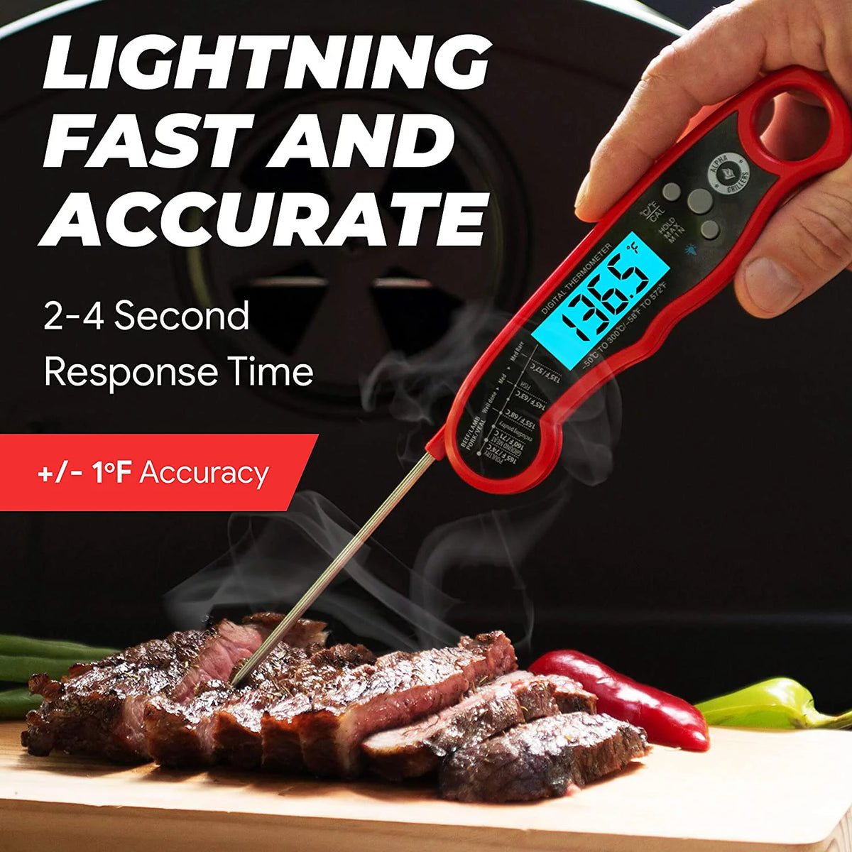 Instant Read Meat Thermometer with Backlight & Calibration Z160