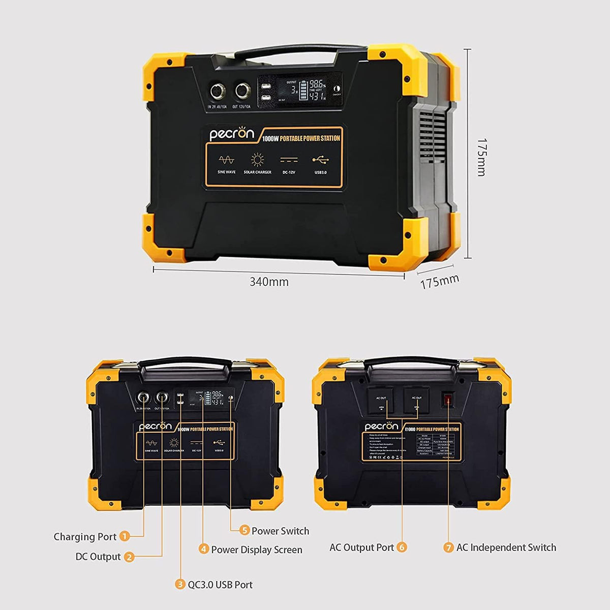 1000W/1028Wh Portable Power Station with 200W Foldable Solar Panel I835100