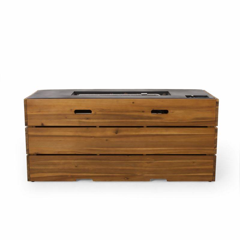 Acacia Wood 55 inch Rectangular Fire Pit 40,000 BTU J3160