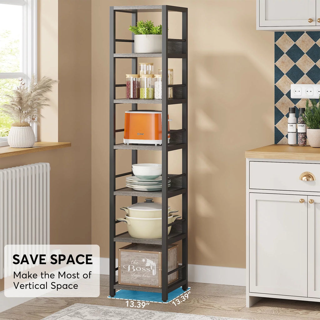 75" 6 Tier Narrow Bookshelf J342046