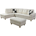 Off White Left-Facing Sectional & Ottoman G513