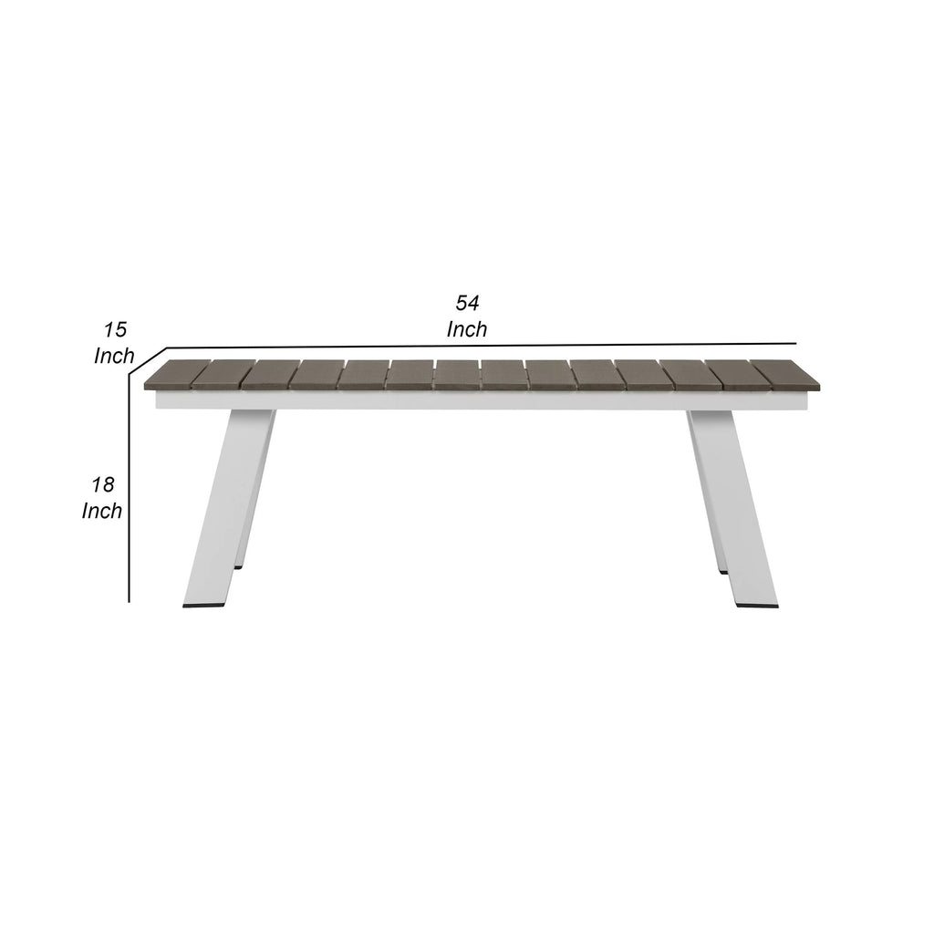 54 Inch Gray Polyresin Top Outdoor Dining Bench K24656