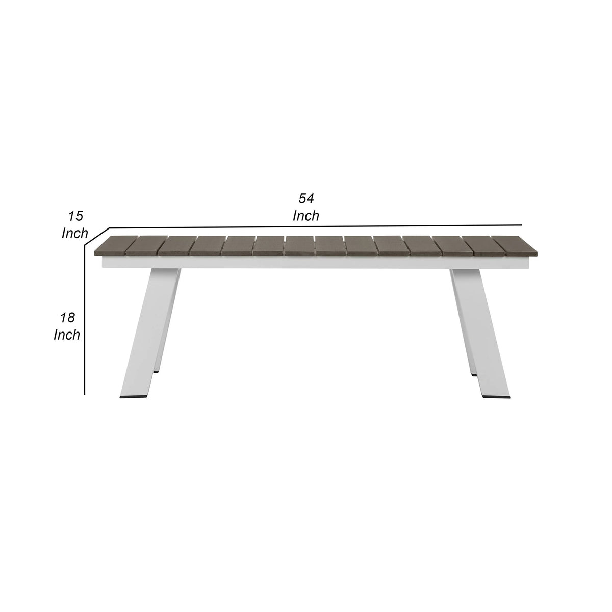 54 Inch Gray Polyresin Top Outdoor Dining Bench K24656