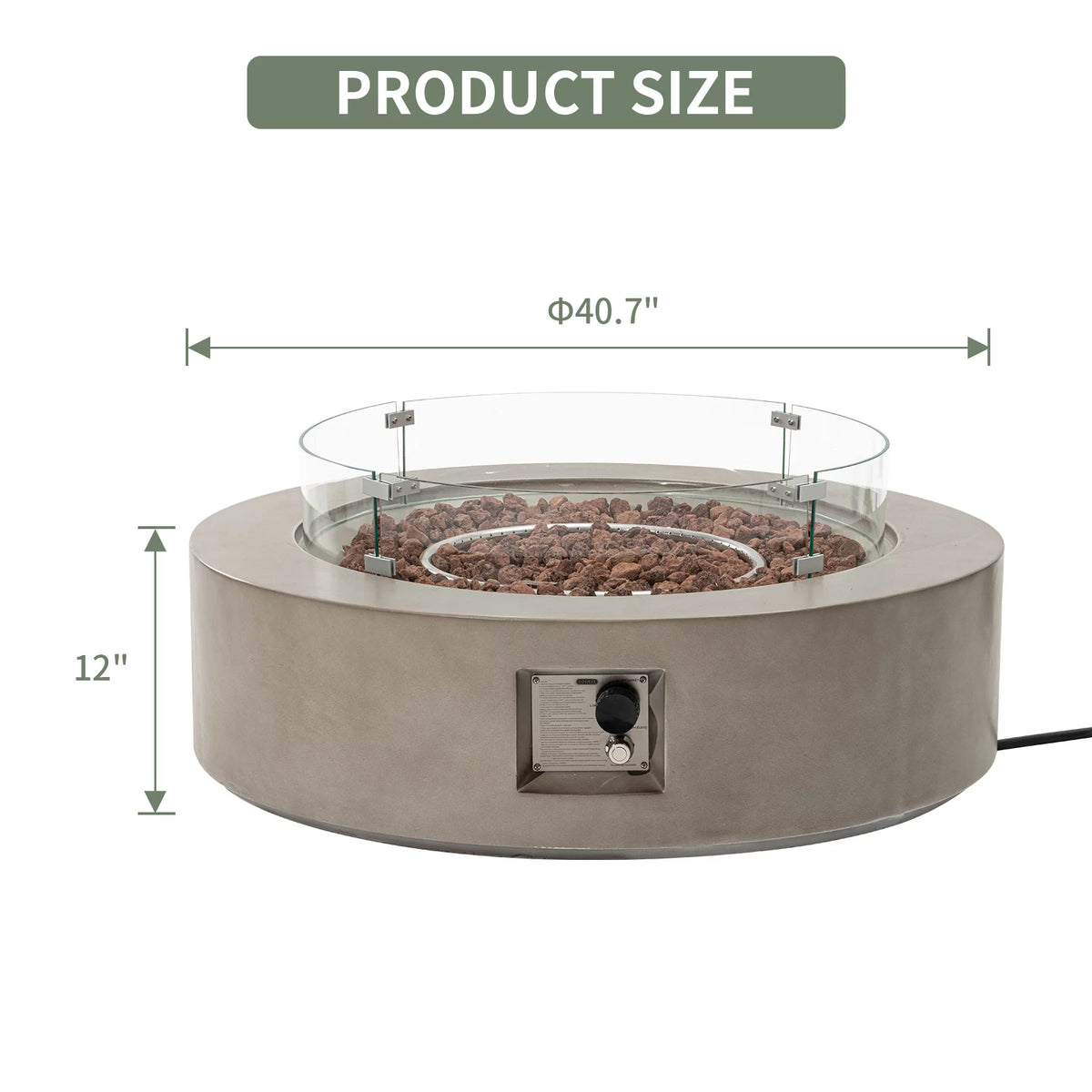40.5 inch Round Grey Propane Fire Pit Coffee Table T1608