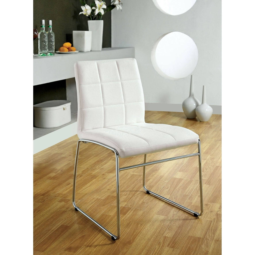 White Leatherette Side Chair Set of 2 U6253