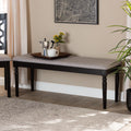 Grey Fabric Upholstered Dark Brown Wood Dining Bench C71024