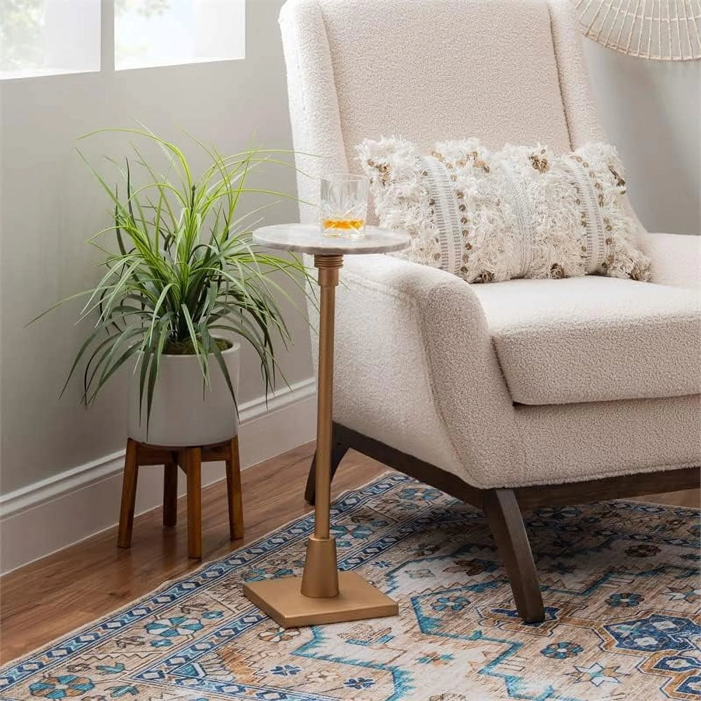 Adjustable Metal And Marble Drink Table T37346