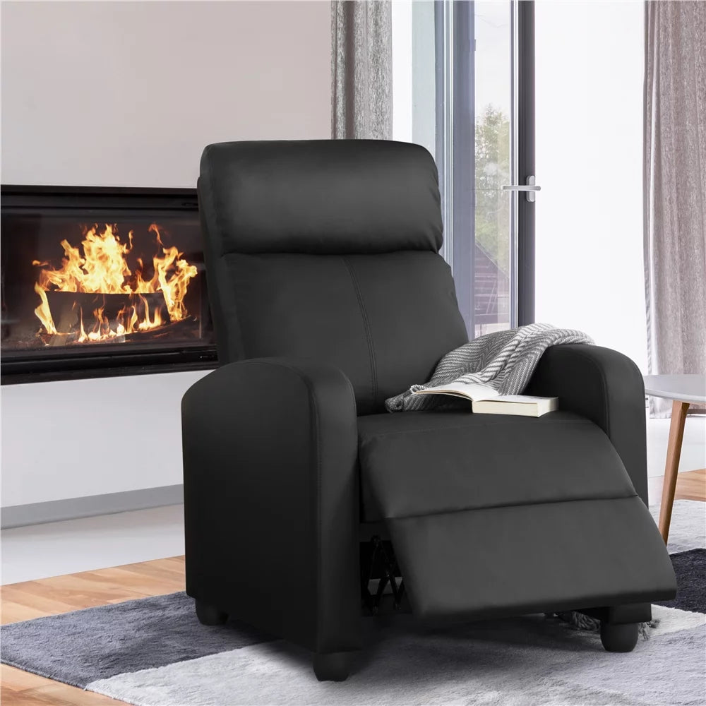 2pcs Black PU Leather Recliner Chair G371301