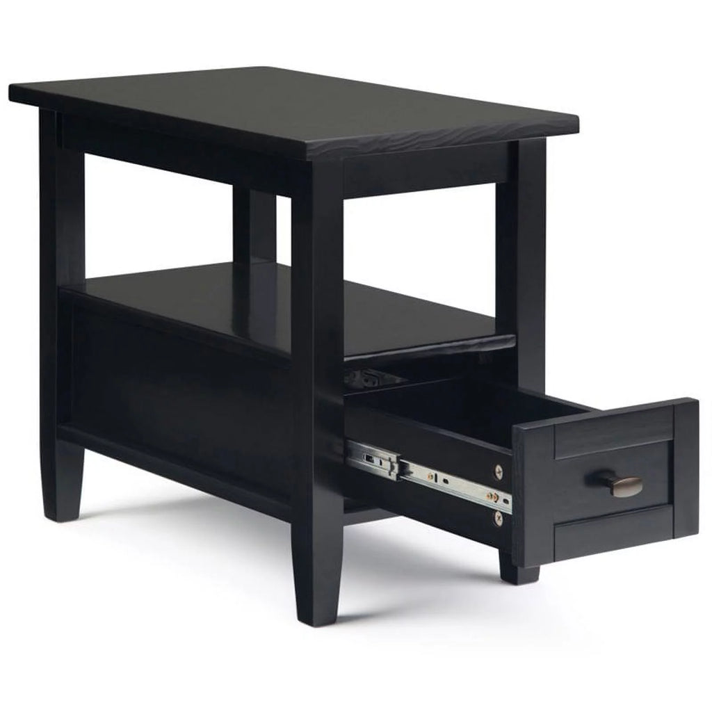 14" Black Wood Narrow Side Table H7302