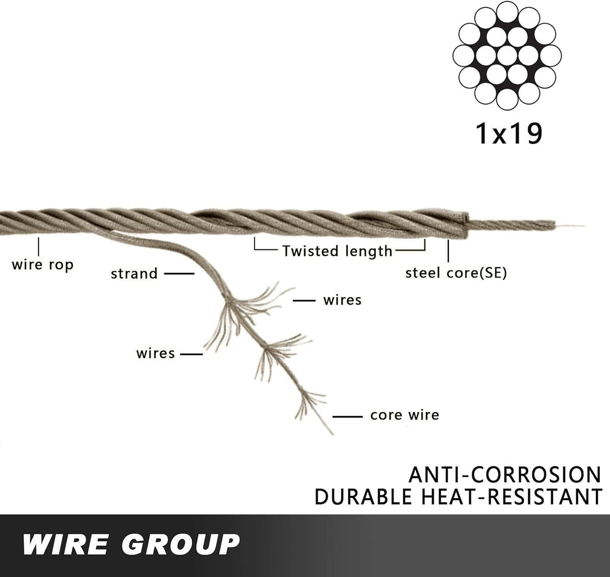 1000FT 1/8 T316 Stainless Steel Cable Rope B1150