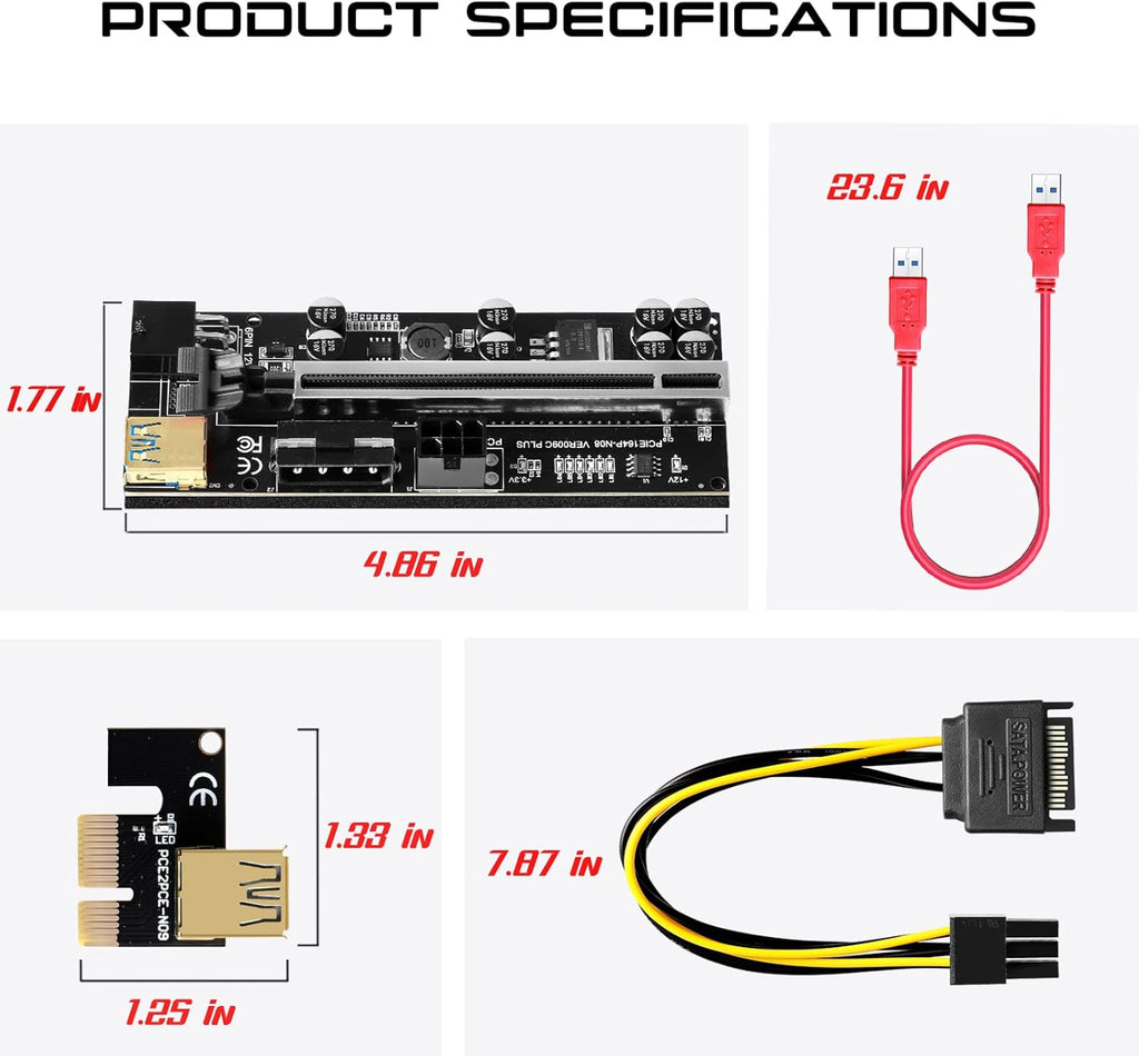 6 Pack PCI-E GPU Riser with 60cm USB 3.0 Cable T74030
