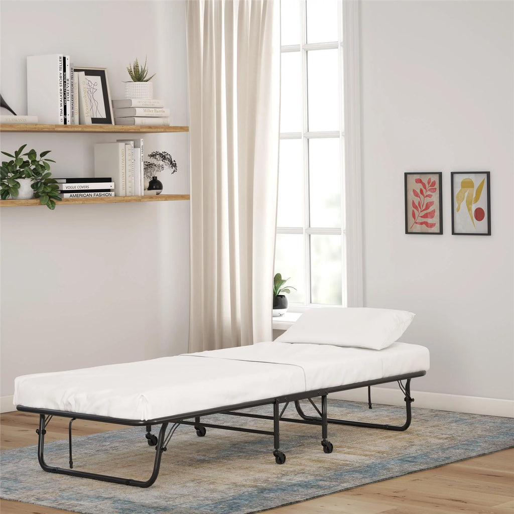 Folding Rollaway Guest Bed with 5 Inch Mattress, Twin R483
