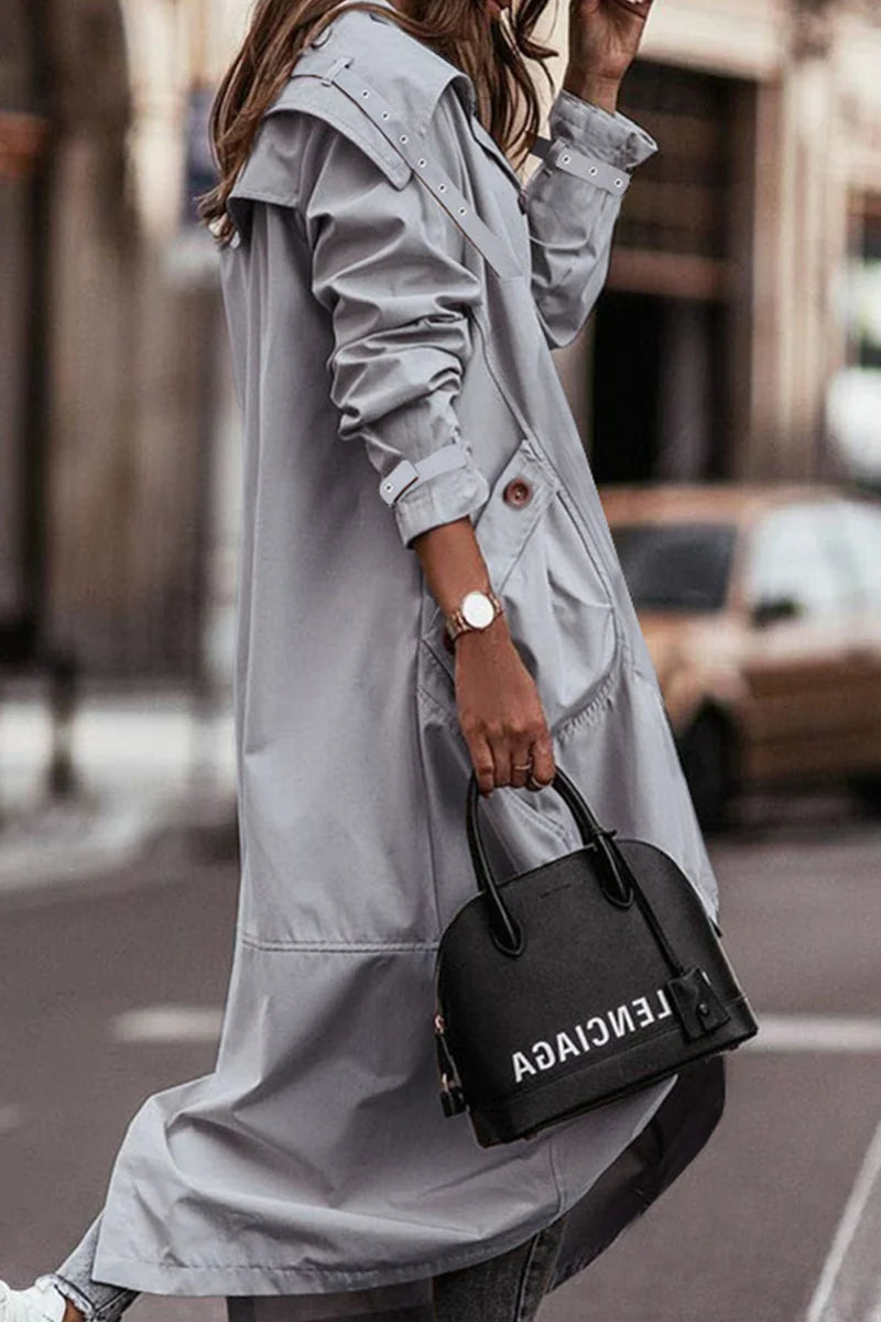 Solid Patchwork Turndown Collar Outerwear O186