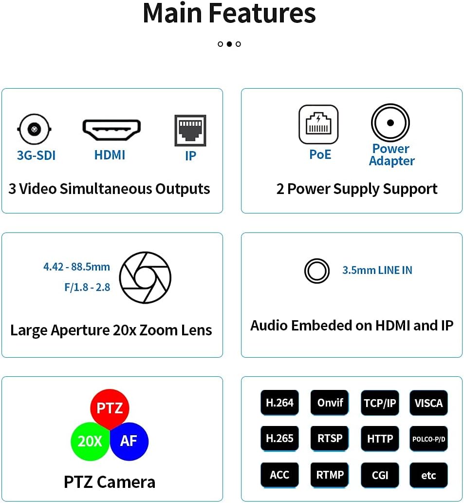 20X Optical Zoom PTZ Camera with 3G-SDI, HDMI and IP Streaming Outputs V2632