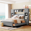 Full Size Wooden Bed with Cabinet and Shelf V645