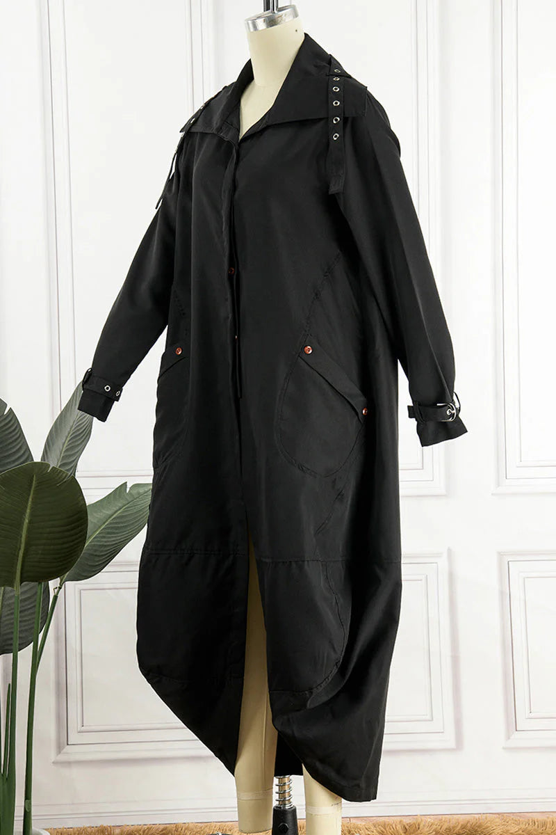 Solid Patchwork Turndown Collar Outerwear O186
