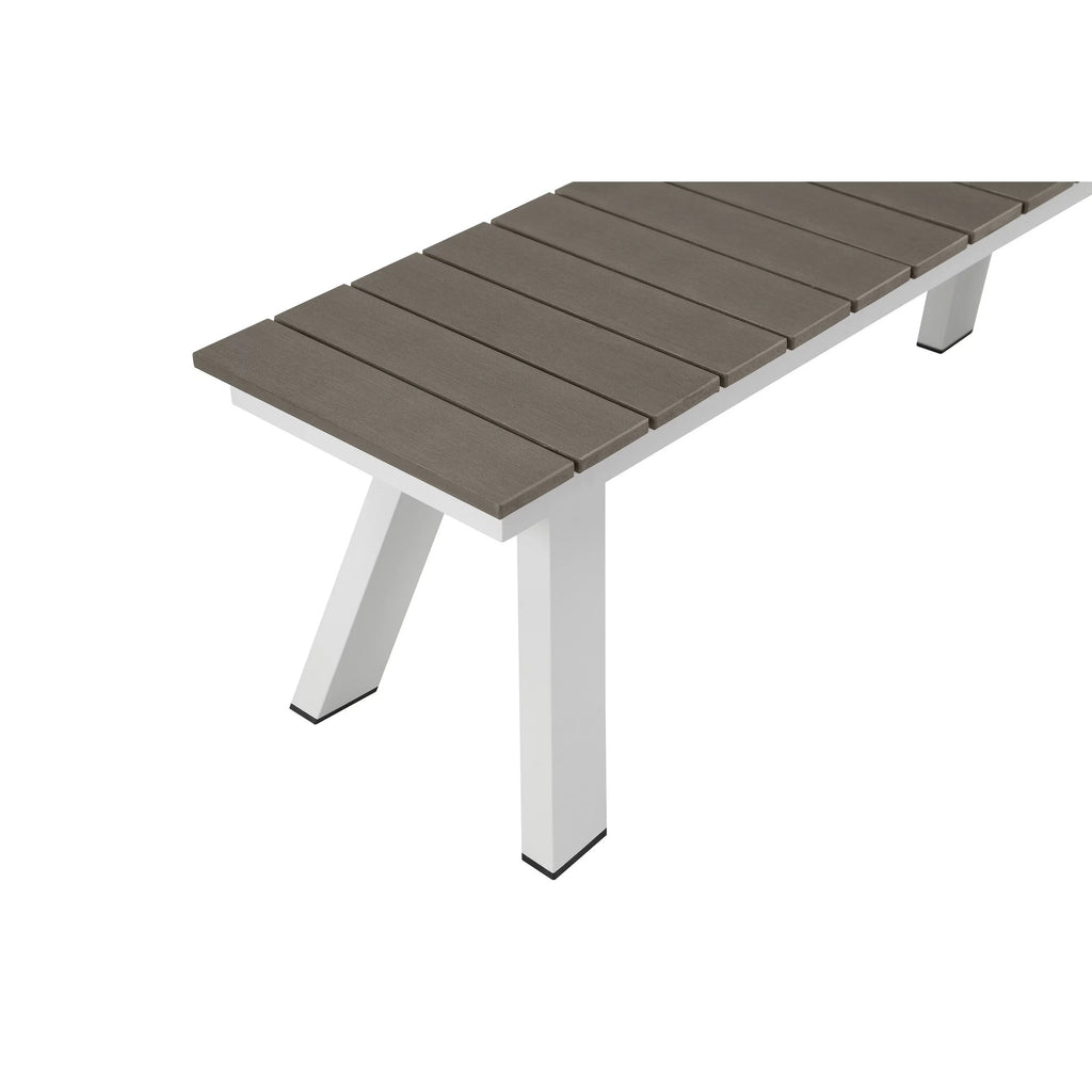 54 Inch Gray Polyresin Top Outdoor Dining Bench K24656