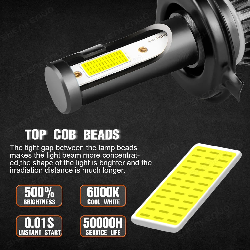 H4 High&Low Beam H11 Fog Light LED Headlight Bulbs 4pcs Q206