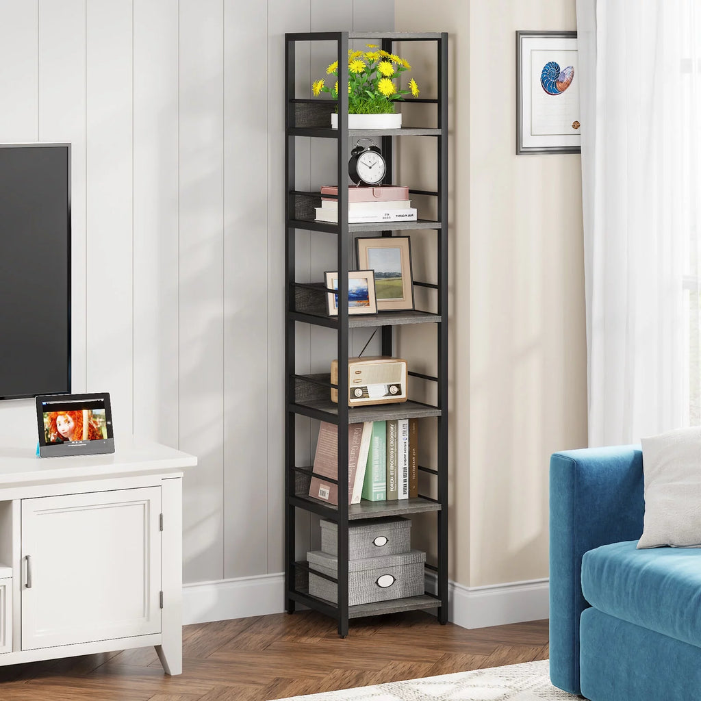 75" 6 Tier Narrow Bookshelf J342046