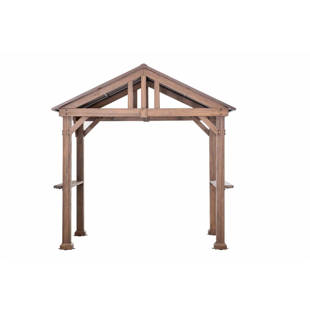 9 ft. x 6 ft. Cedar Wood Hardtop Grill Gazebo D983589