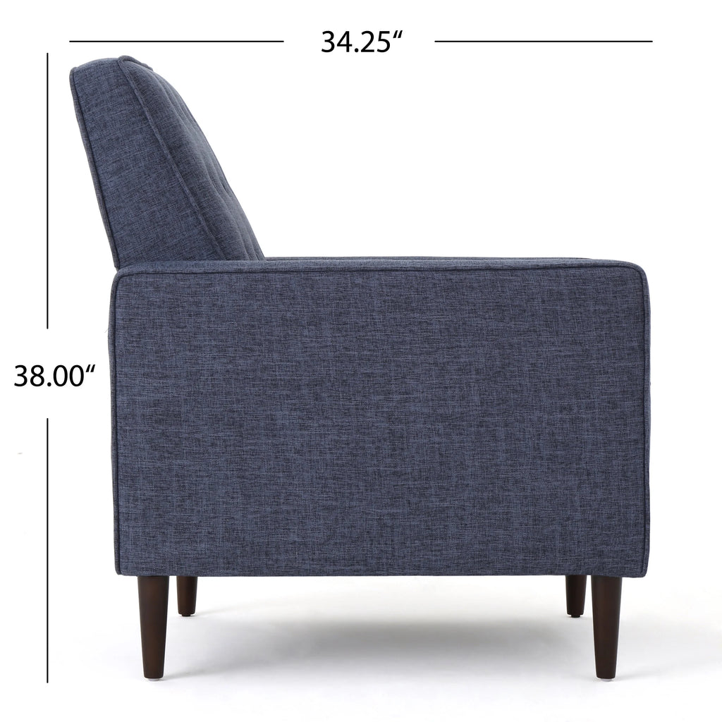 Dark Blue Fabric Button Tufted Recliner T97739